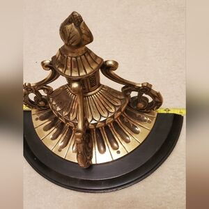 Wall shelf Art Brass & Wood Black 11” Ornate Charlton Ready To Hang Vtg